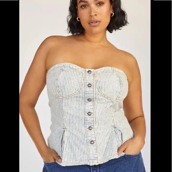 Anthropologie Denim corset top - Picture 3 of 9